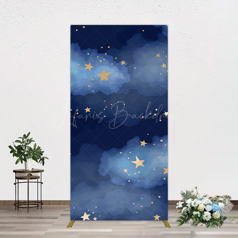 Lofaris Starry Navy Blue Night Clouds Birthday Rectangle Backdrop