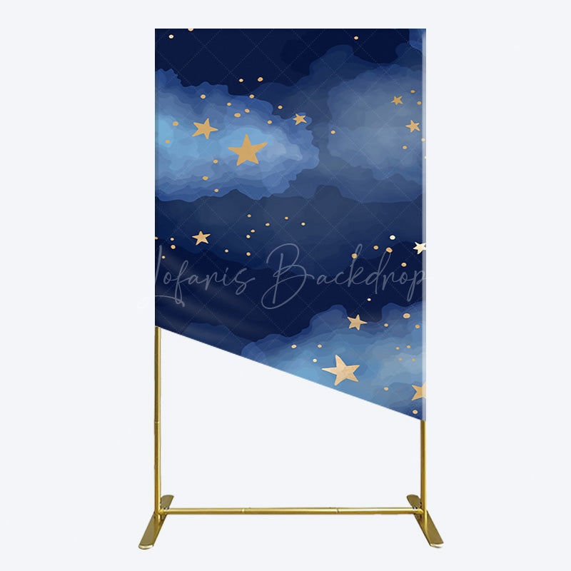 Lofaris Starry Navy Blue Night Clouds Birthday Rectangle Backdrop