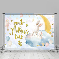 Lofaris Starry Night Bunny Happy 1st Mothers Day Backdrop