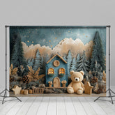 Lofaris Starry Night Forest Teddy Bear Cake Smash Backdrop