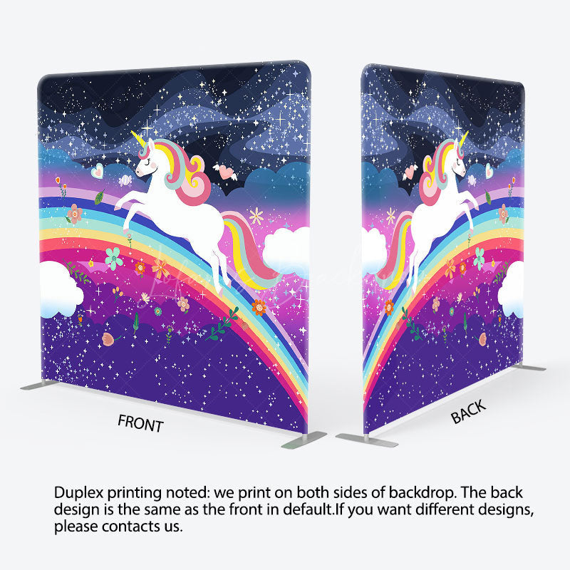 Lofaris Starry Night Rainbow Unicorn Square Tension Backdrop