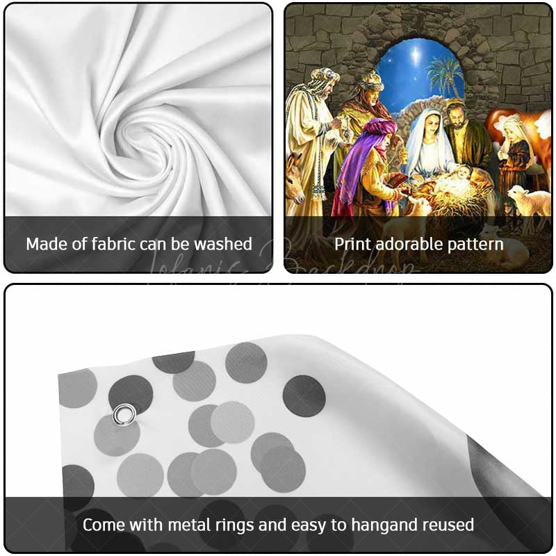 Lofaris Starry Night Stone Shed Nativity Garage Door Banner