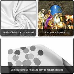 Lofaris Starry Night Stone Shed Nativity Garage Door Banner