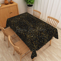Lofaris Starry Night Themed Black Gold Rectangle Tablecloth