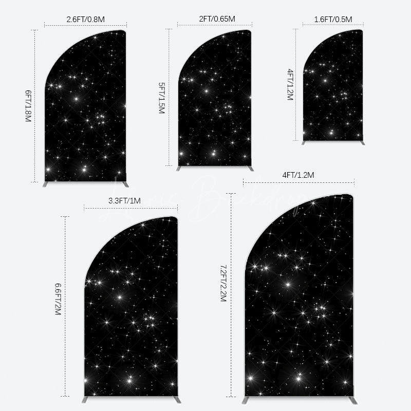 Lofaris Starry Sky Dark Night Happy Birthday Half Moon Arch Backdrop