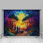 Lofaris Starry Stained Glass Nativity Christmas Backdrop