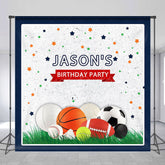 Lofaris Stars Balls Sports Custom Name Birthday Backdrop