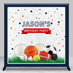 Lofaris Stars Balls Sports Custom Name Birthday Backdrop