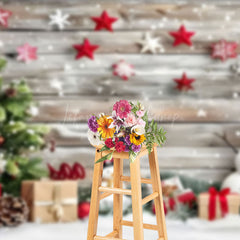Lofaris Stars Decoration Wooden Wall Snowman Xmas Backdrop