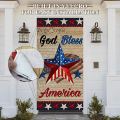 Lofaris Stars Gold Bless America Independence Day Door Cover
