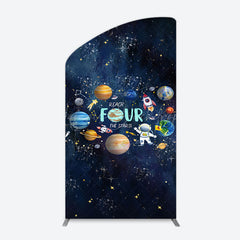 Lofaris Stars Moon Glitter Galaxy 4th Birthday Arch Backdrop
