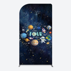 Lofaris Stars Moon Glitter Galaxy 4th Birthday Arch Backdrop