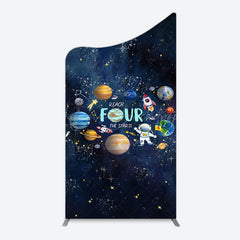 Lofaris Stars Moon Glitter Galaxy 4th Birthday Arch Backdrop