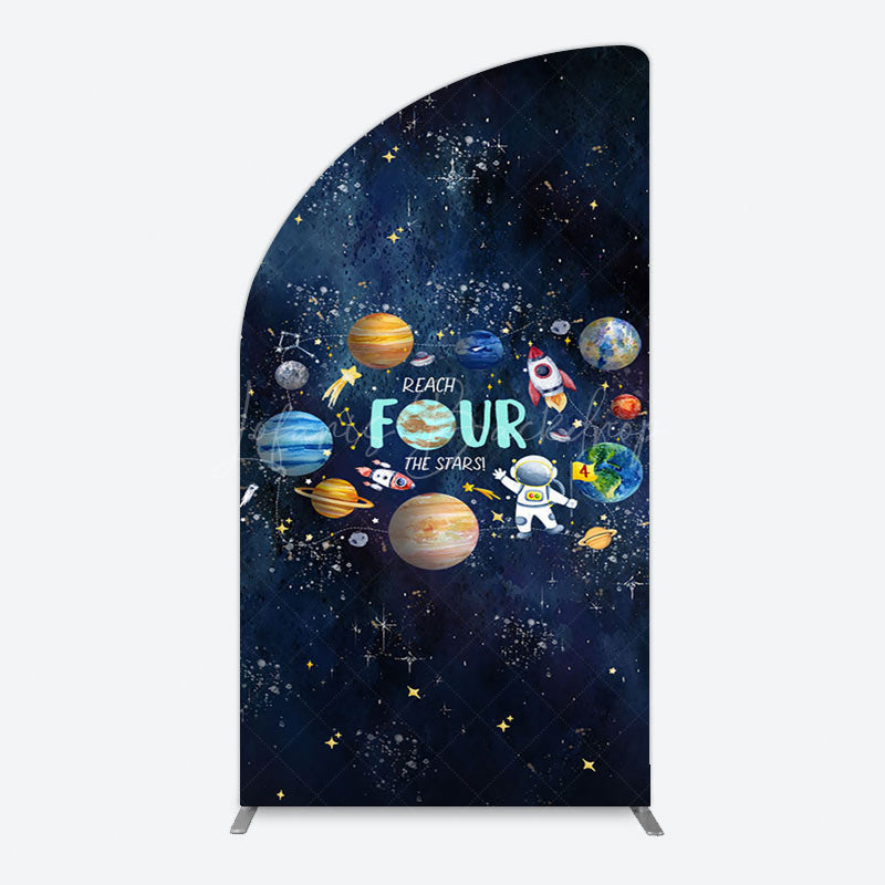 Lofaris Stars Moon Glitter Galaxy 4th Birthday Arch Backdrop