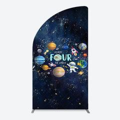 Lofaris Stars Moon Glitter Galaxy 4th Birthday Arch Backdrop
