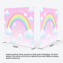 Lofaris Stars Rainbow Clouds Pink Square Tension Backdrop