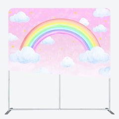 Lofaris Stars Rainbow Clouds Pink Square Tension Backdrop