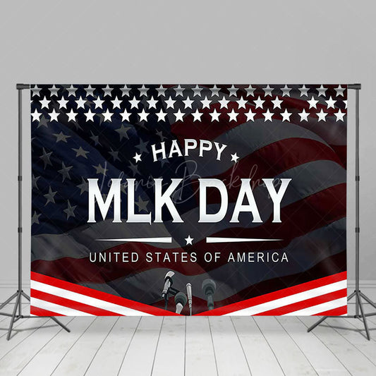 Lofaris Stars Usa Flag Microphone Happy Mlk Day Backdrop