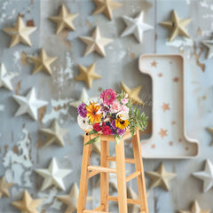 Lofaris Stars Wooden First Birthday Cake Smash Photo Backdrop