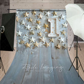Lofaris Stars Wooden First Birthday Cake Smash Sweep Backdrop