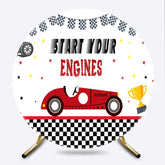 Lofaris Start Engines Racing Boy Birthday Round Backdrop