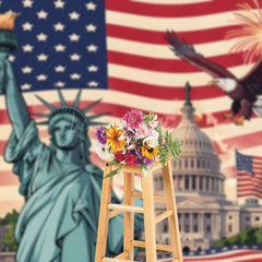 Lofaris Statue Of Liberty Eagle Happy Holiday Photo Backdrop
