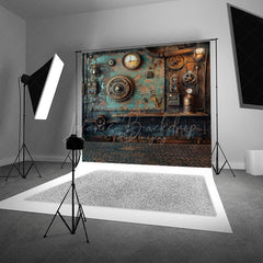 Lofaris Steampunk Wall Photography Backdrop Vintage Industrial Gears and Gauges Grunge Mechanical Studio Photo Prop
