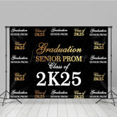 Lofaris Step And Repeat Black Gold Congrats Grad Backdrop
