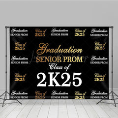 Lofaris Step And Repeat Black Gold Congrats Grad Backdrop