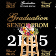 Lofaris Step And Repeat Black Gold Congrats Grad Backdrop