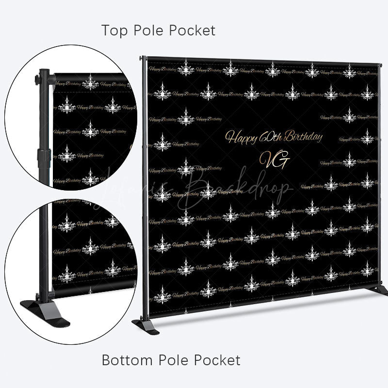 Lofaris Step And Repeat Black Silver Custom Birthday Backdrop