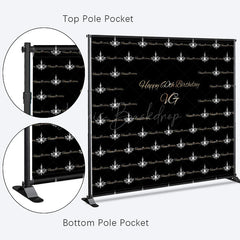Lofaris Step And Repeat Black Silver Custom Birthday Backdrop