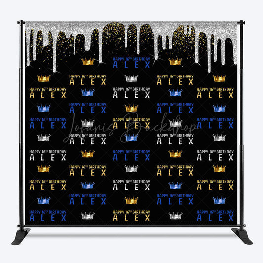 Lofaris Step And Repeat Black Silver Custom Name Backdrop