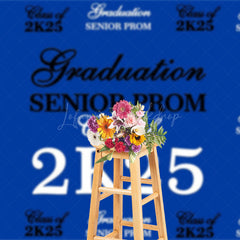 Lofaris Step And Repeat Blue Black White Graduation Backdrop