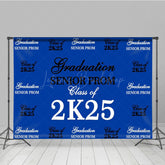 Lofaris Step And Repeat Blue Black White Graduation Backdrop
