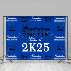 Lofaris Step And Repeat Blue Black White Graduation Backdrop