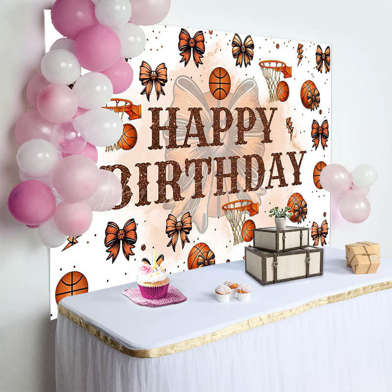 Lofaris Step And Repeat Bow Basketball Happy Birthday Backdrop