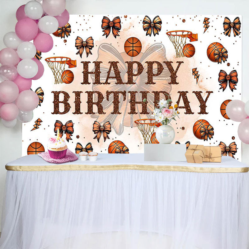 Lofaris Step And Repeat Bow Basketball Happy Birthday Backdrop