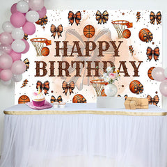 Lofaris Step And Repeat Bow Basketball Happy Birthday Backdrop