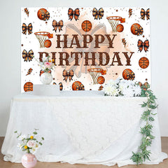 Lofaris Step And Repeat Bow Basketball Happy Birthday Backdrop