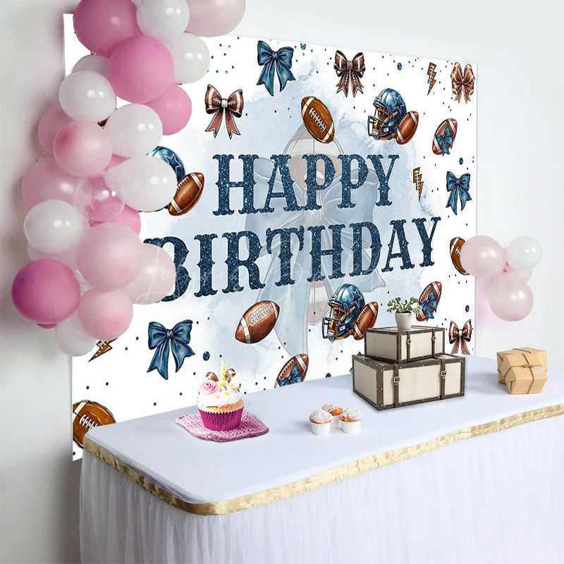 Lofaris Step And Repeat Bow Rugby Happy Birthday Backdrop