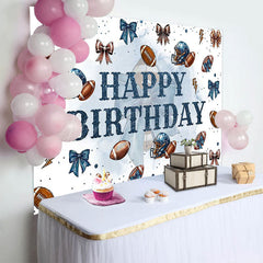 Lofaris Step And Repeat Bow Rugby Happy Birthday Backdrop