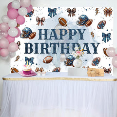 Lofaris Step And Repeat Bow Rugby Happy Birthday Backdrop