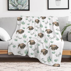Lofaris Step And Repeat Bull Plant Leaf Custom Name Blanket
