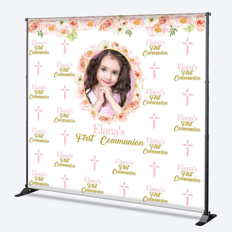 Lofaris Step And Repeat First Communion Custom Photo Backdrop
