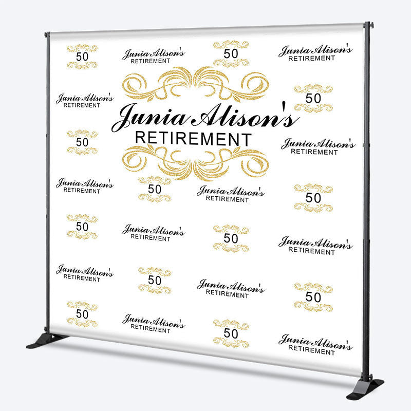 Lofaris Step And Repeat Gold Black Custom Retirement Backdrop