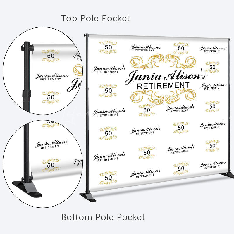 Lofaris Step And Repeat Gold Black Custom Retirement Backdrop