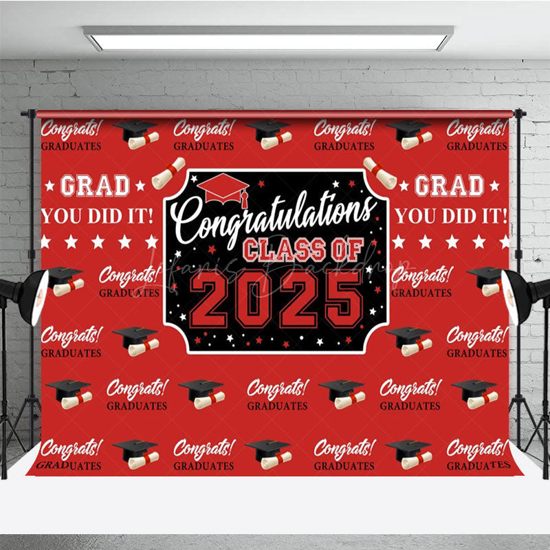 Lofaris Step And Repeat Red Black Congrats Grad Backdrop