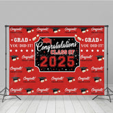 Lofaris Step And Repeat Red Black Congrats Grad Backdrop