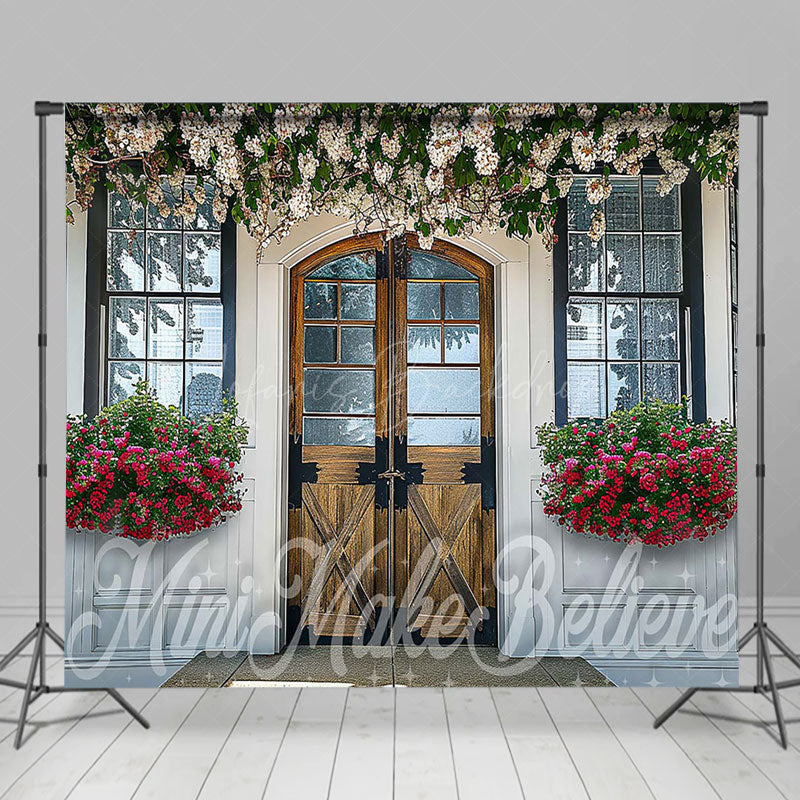 Lofaris Stone Floor White House Floral Room Set Backdrop